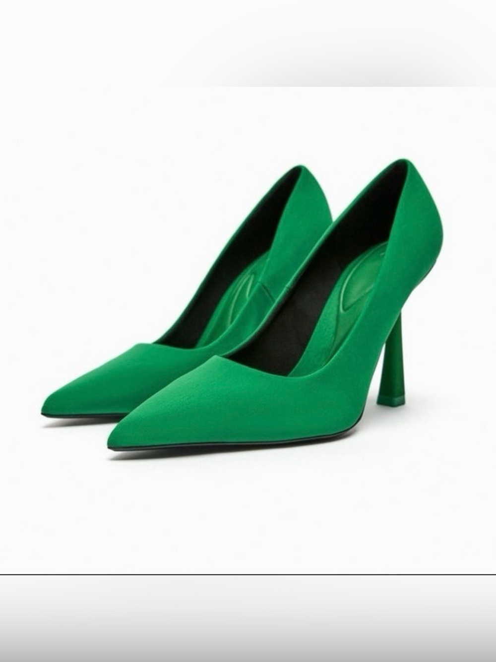Zara Green Pointed-Toe High Heels, Size39(8)